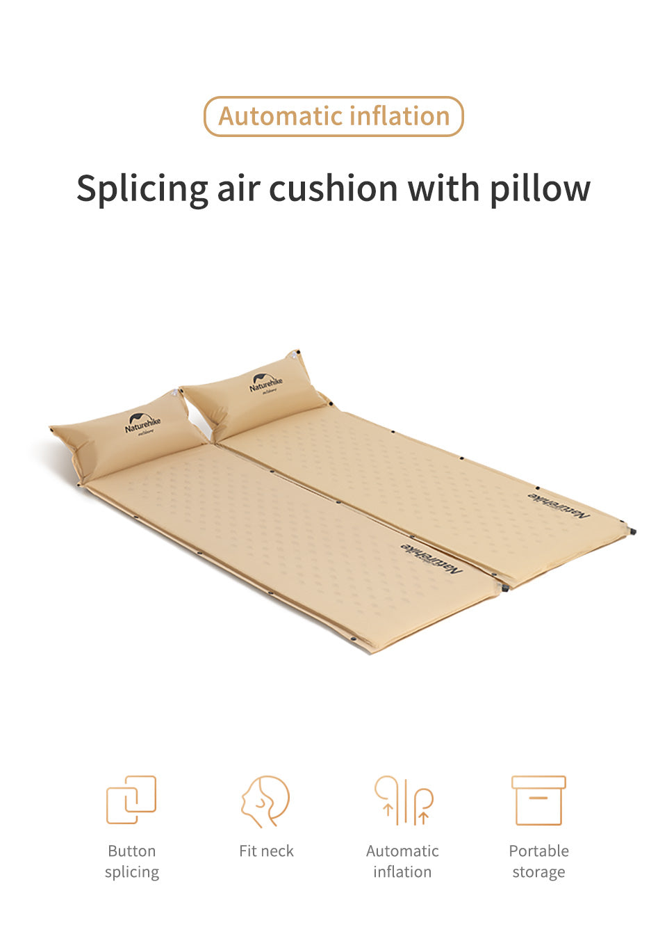 Q002露營自動充氣床墊(連枕頭) - 藍色